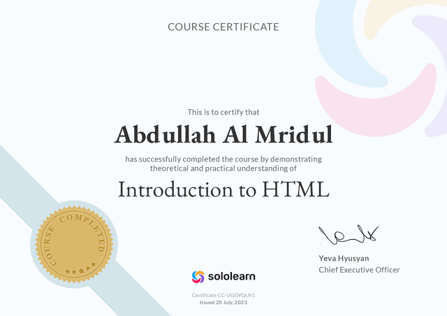 Introduction to HTML Course by Sololearn