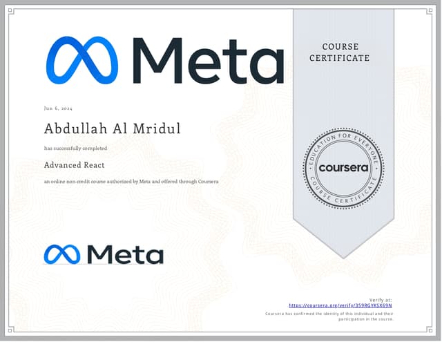 React Advance Course by Coursera