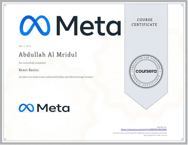 React Basic Course by Coursera