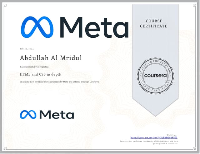 HTML,CSS in Depth Course by Coursera