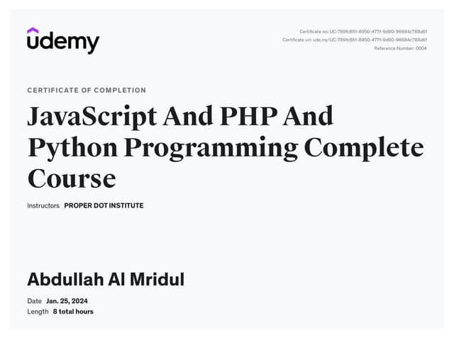 JS,PHP,Python Course by Udemy